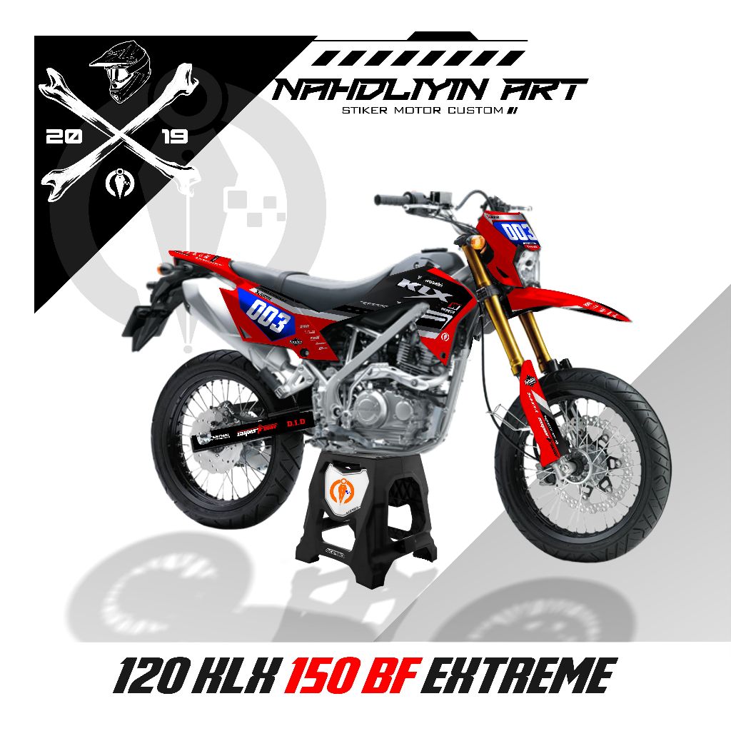 decal kit klx bf extreme hologram MERAH simple - decal klx 150 bf merah fulL body, klx bf, dtraker