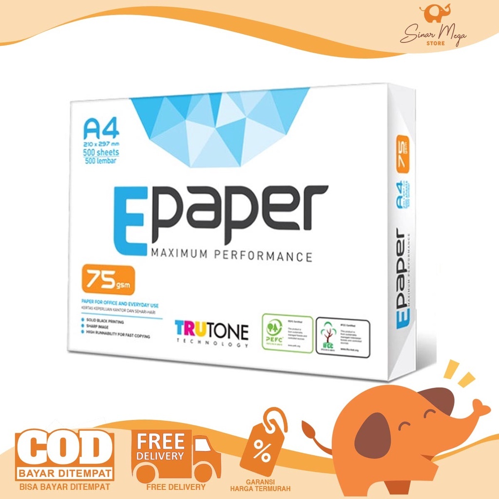 

Epaper Kertas Print/Fotocopy A4 70gr & 75gr