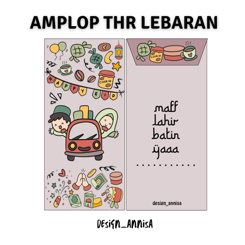 

Amplop lebaran (thr) 2025 motif doodle kids 1 pak isi 10