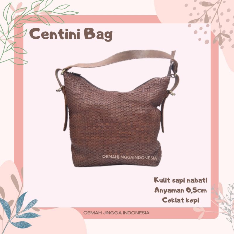 oleh-oleh jogja grosir - tas wanita kulit sapi asli anyaman - sholder bag leather centini