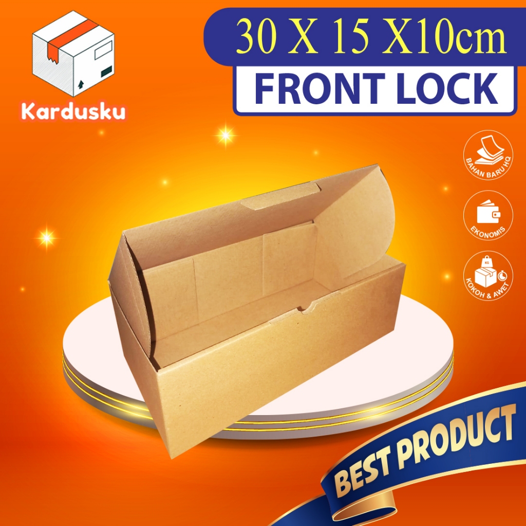 

Kardus Dus uk 30x15x10 cm (ECER) Die Cut Box Kotak Packing Sepatu Serbaguna Baju FRONTLOCK