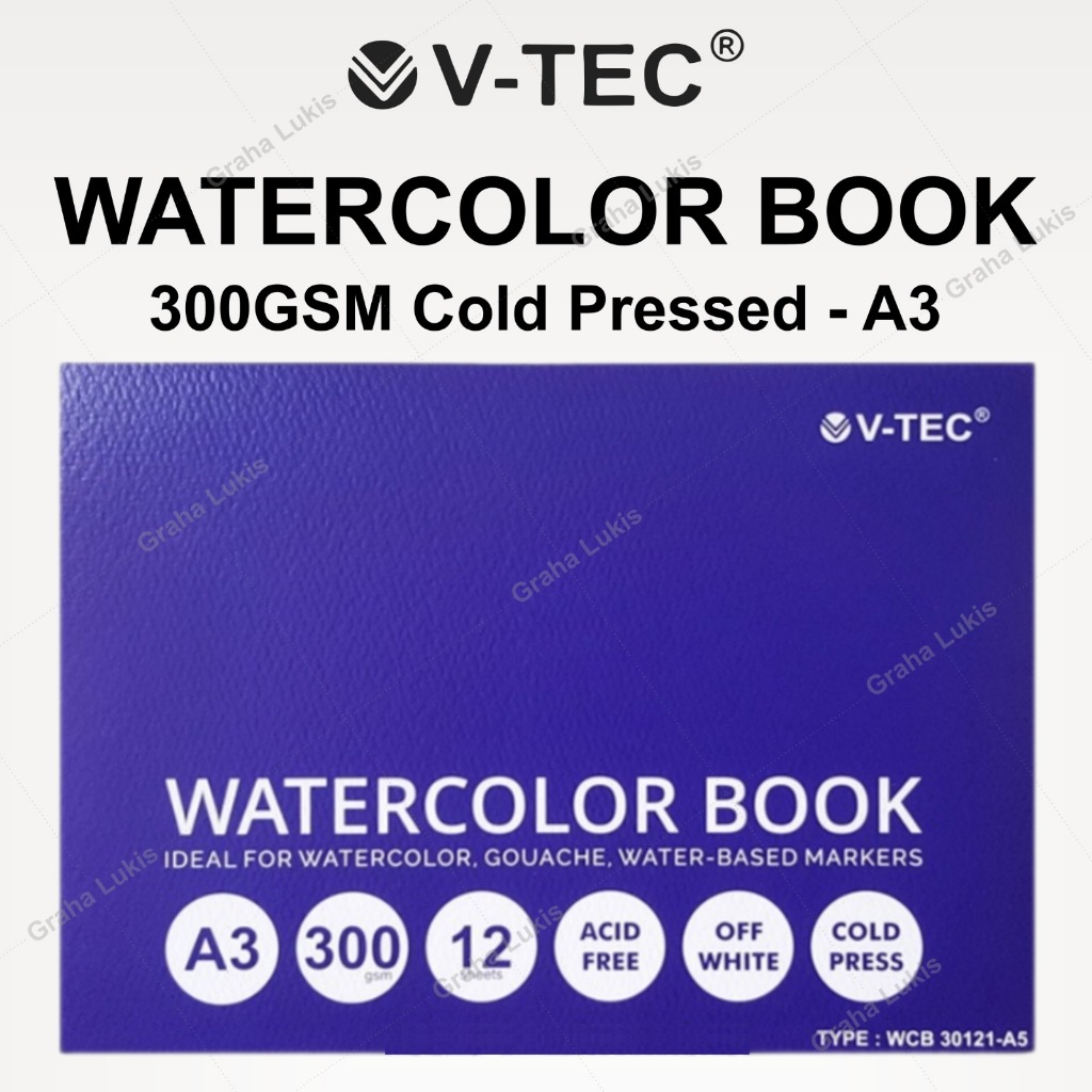 

V-TEC WATERCOLOR BOOK A3 300GSM COLDPRESSED