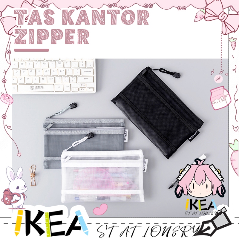 

IKEA-Kotak Pensil Jaring Kotak Pensil Layer Satu/Dua Lapis Tas alat tulis transparan/kotak pensil transparan/tas kosmetik