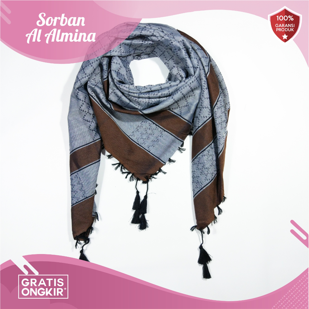 Sorban Shemagh Almina Sorban Motif Bintik Coklat