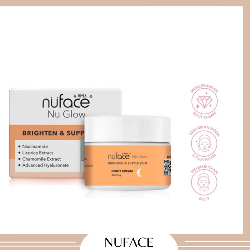 Nuface Nu Glow Brighten & Supple Skin Night Cream 15g / Pelembab Wajah