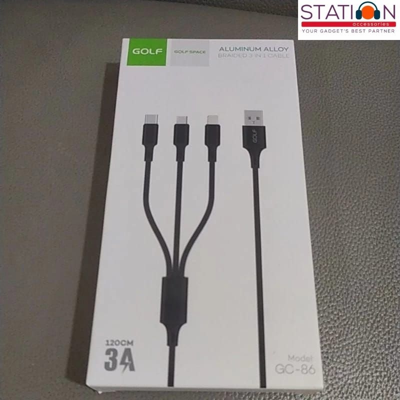 GOLF GC-86 KABEL DATA 3IN1 USB TYPE C, MICRO USB LIGHTNING FAST CHARGING 3.A