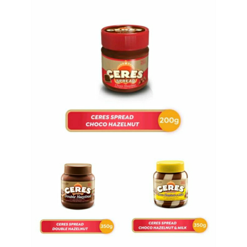

Ceres Spread Selai Choco Hazelnut 200gr | Choco Hazelnut & Milk | Double Hazelnut 350gr