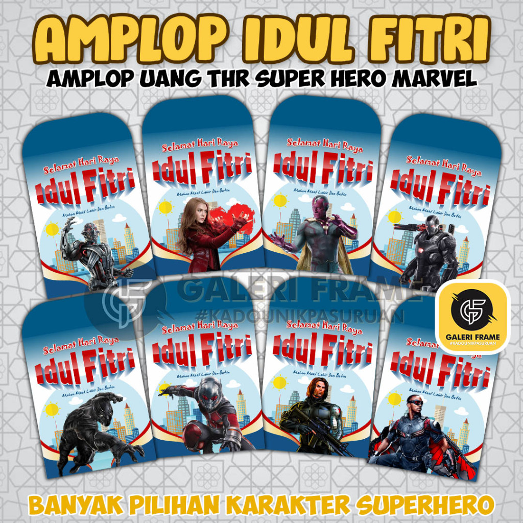 

AMPLOP LEBARAN HARI RAYA IDUL FITRI | AMPLOP LEBARAN SUPERHERO | AMPLOP SUPERHERO | ANGPAO LEBARAN | ANGPAO KARAKTER MARVEL