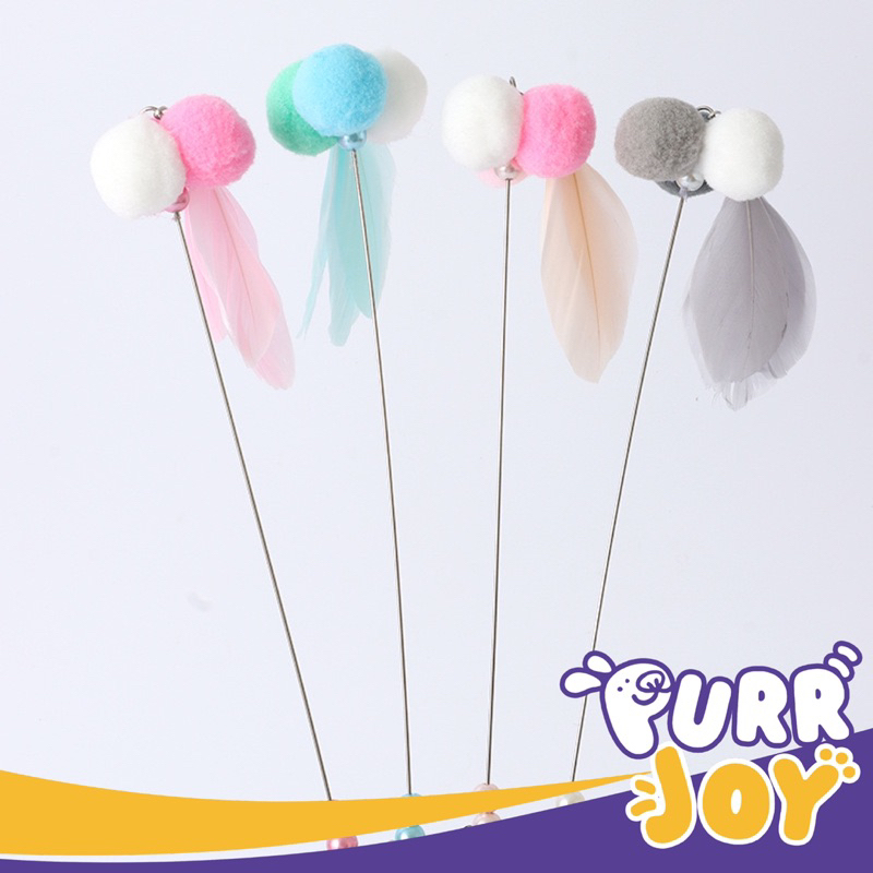 PURRJOY Tongkat Bulu Lonceng Mainan Kucing / Tongkat Bulu Mainan Kucing / Tongkat Lonceng Mainan Kuc