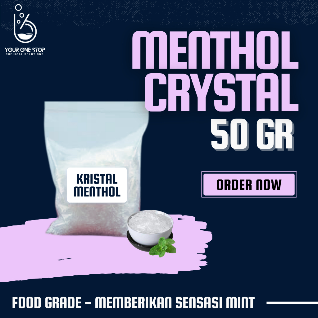 

Menthol Crystal Food Grade 50 Gram - Ukuran Ekonomis