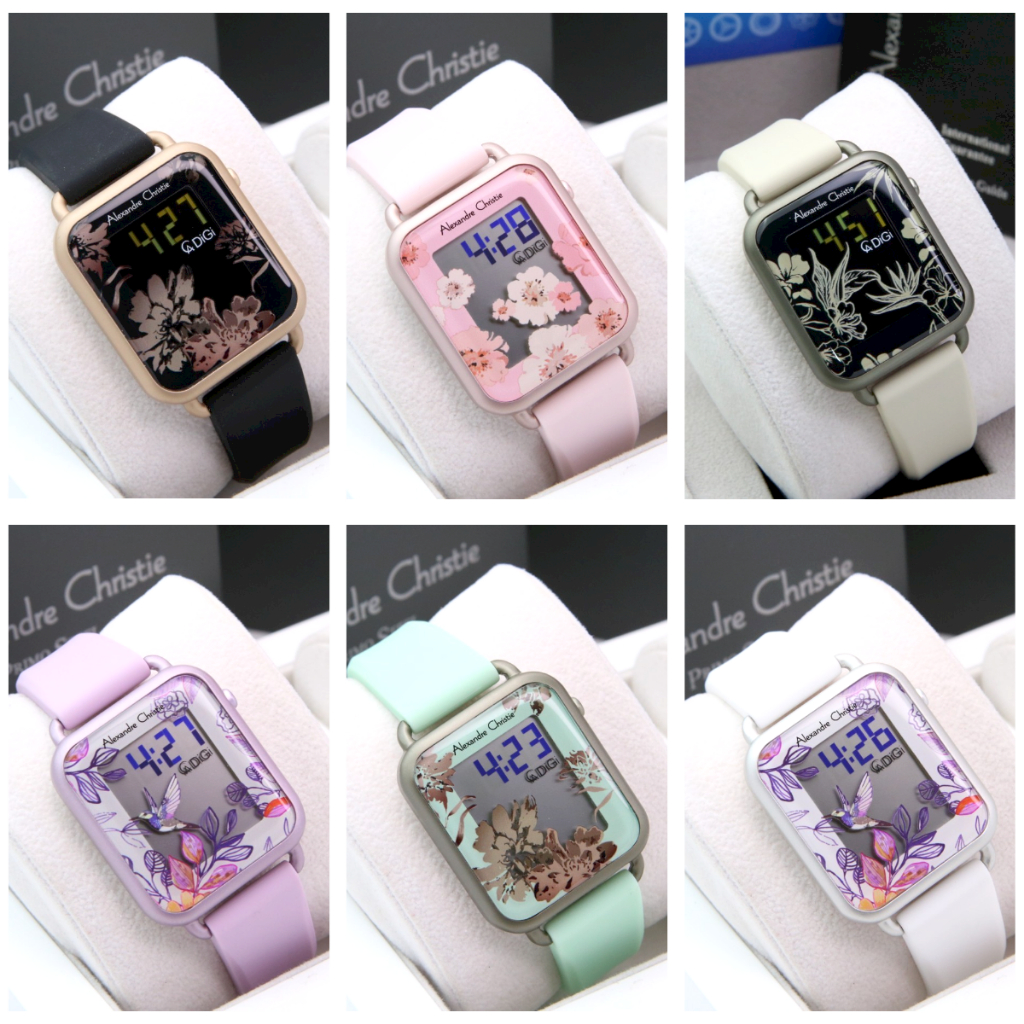 Jam Tangan Wanita AC Alexandre Christie 9378 Digital Original - Tali Karet