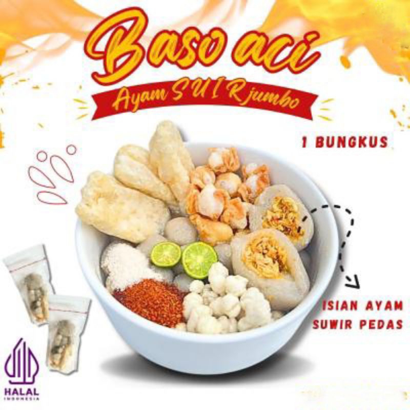 

COD/ PAKET KENYANG 7 BUNGKUS BASO ACI AYAM SUWIR PEDAS GURIH /BASO ACI JUMBO