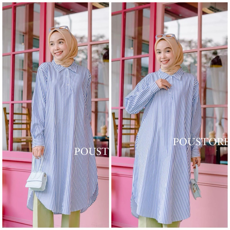 NEW DEA STRIPE TUNIK LENGAN PANJANG / TUNIK SALUR WANITA