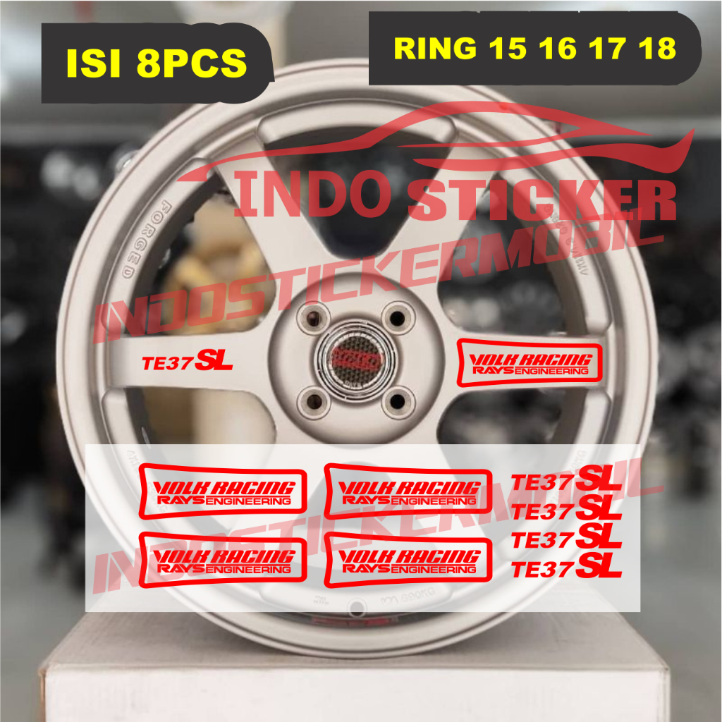 STICKER STIKER VELK RAYS TE37 SL STICKER VELK MOBIL WHEEL VOLK RACING RAYS  ENGINIRING TE37 SL 8PCS 