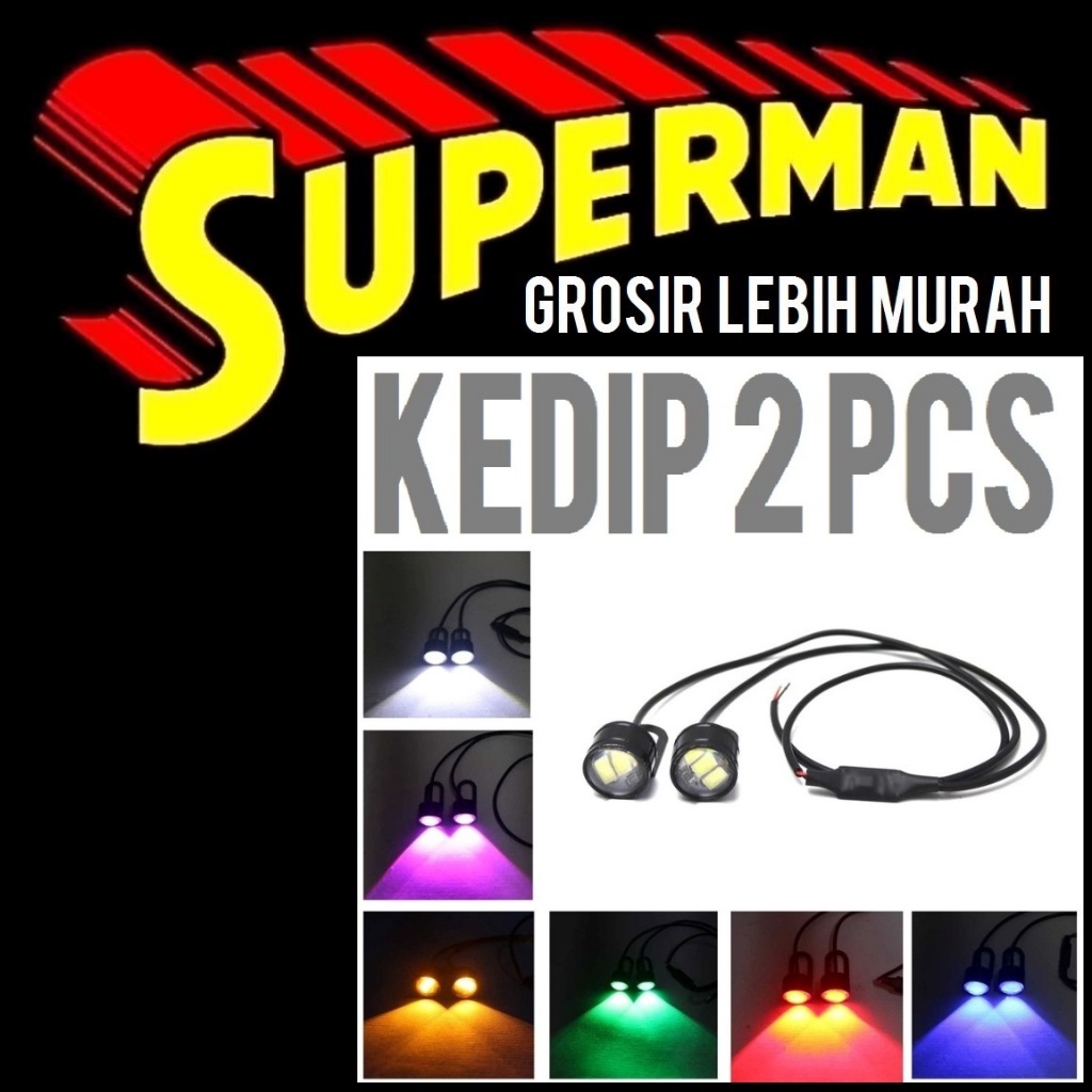 SEPASANG 2PCS Lampu Sein Mata Elang 3 LED Universal Sen Putih Hijau Kuning Merah Biru Pink Depan Bel