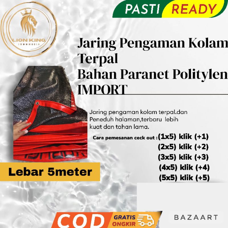 PARANET LIST TERPAL LEBAR 5METER SUDAH DIJAHIT KERAPATAN  75% 85% 90%
