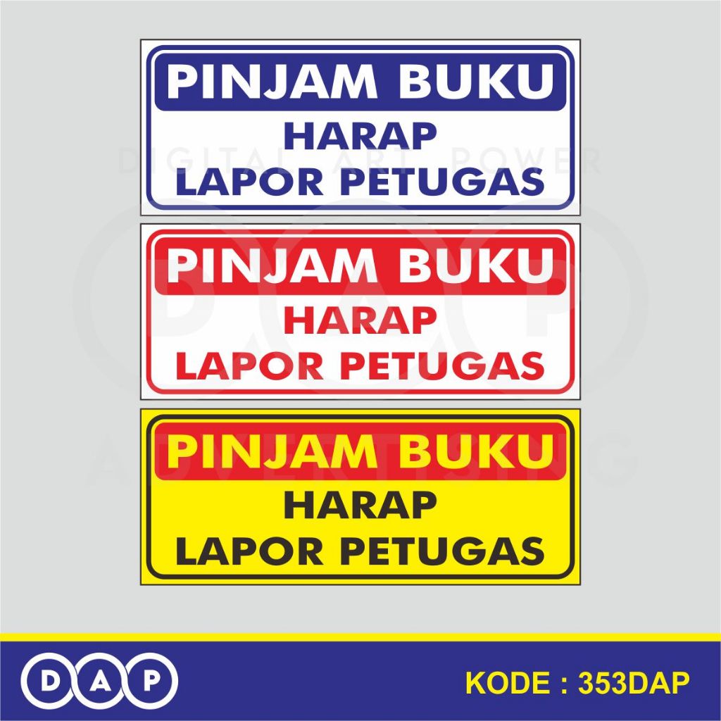 

353 - STIKER PINJAM BUKU WAJIB LAPOR - 25 X 10 CM - VYNIL - TERBAIK