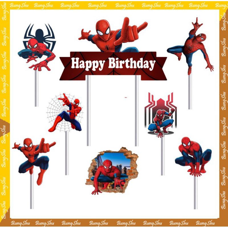topper kue Spiderman,hiasan kue ulang tahun Spiderman,topper karakter Spiderman