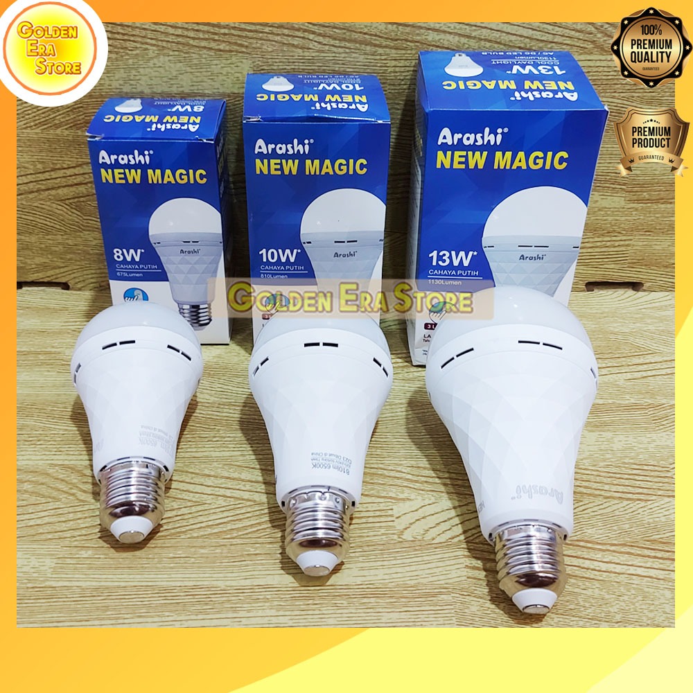 LAMPU ARASHI NEW MAGIC 8W 10W 13W / Lampu Emergency Led Buld ARASHI Magic / lampu darurat / EMERGENC