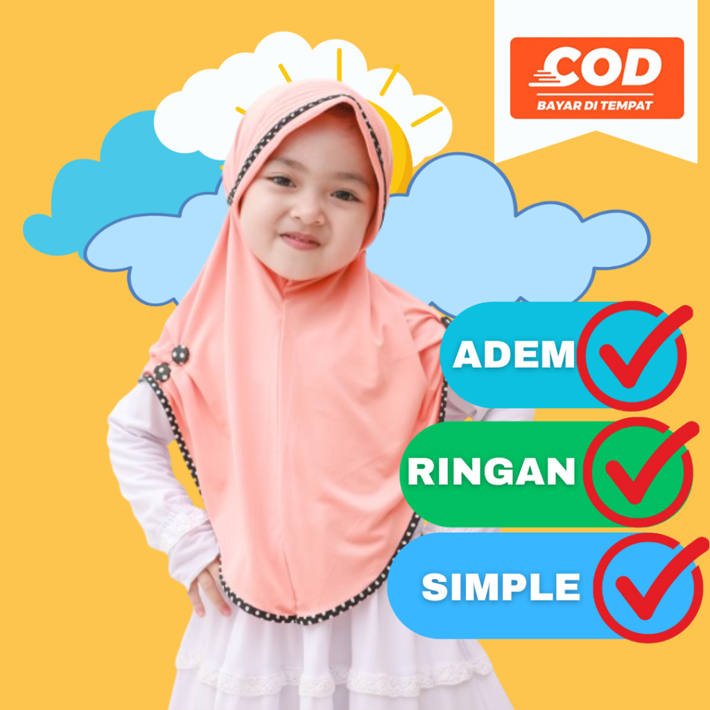 jilbab hijab khimar kerudung syari ciput pashmina bergo pasmina anak tk instan turban poni anak seko