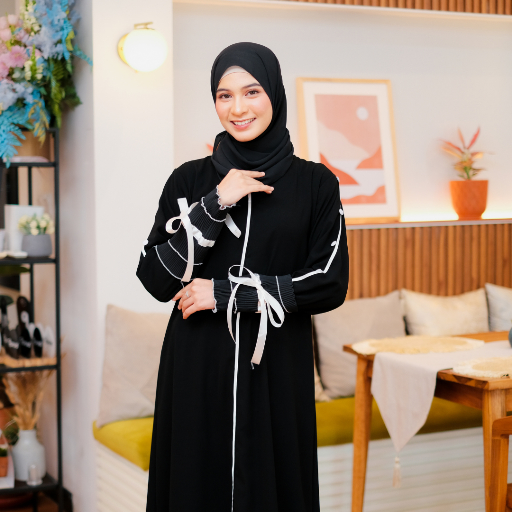 Gamis Hitam Abaya Turkey Bahan Kain Saudi-dewasa