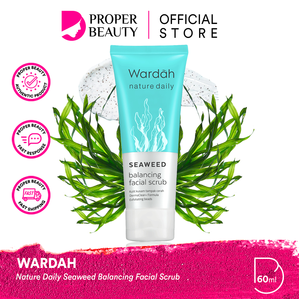 WARDAH Nature Daily Seaweed Balancing Facial Scrub Indonesia / Pembersih Wajah 60ml 100ml / Kulit Ku