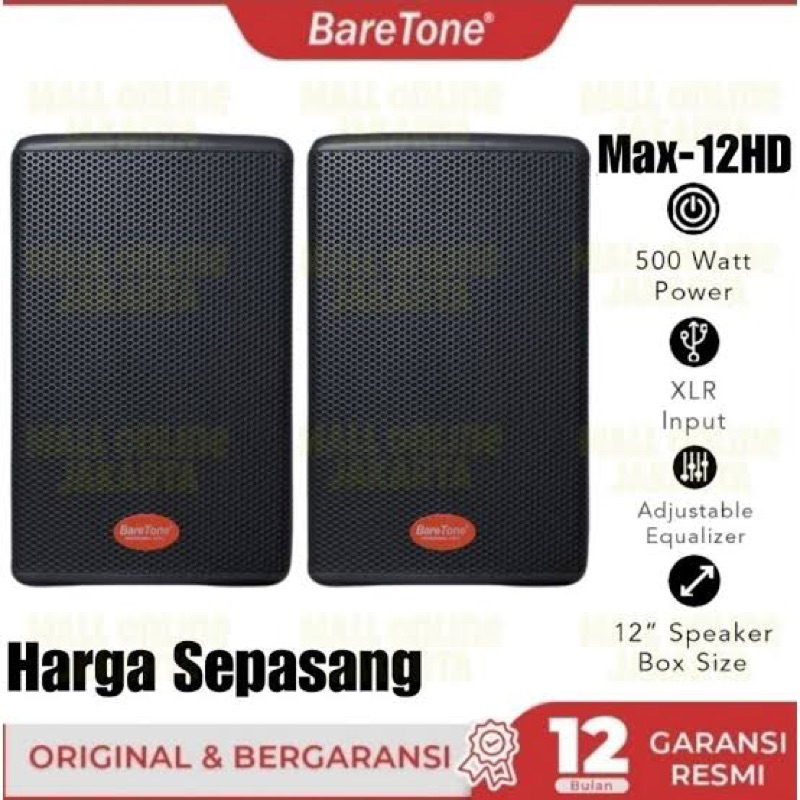 Baretone Max 12 HD Baretone Max12hd Speaker Aktif Baretone 2 unit X 500W 1 Set Original BareTone Speaker Aktif 12 inch Baretone 12 inci speaker aktif Baretone 12 HD Baretone HD 12