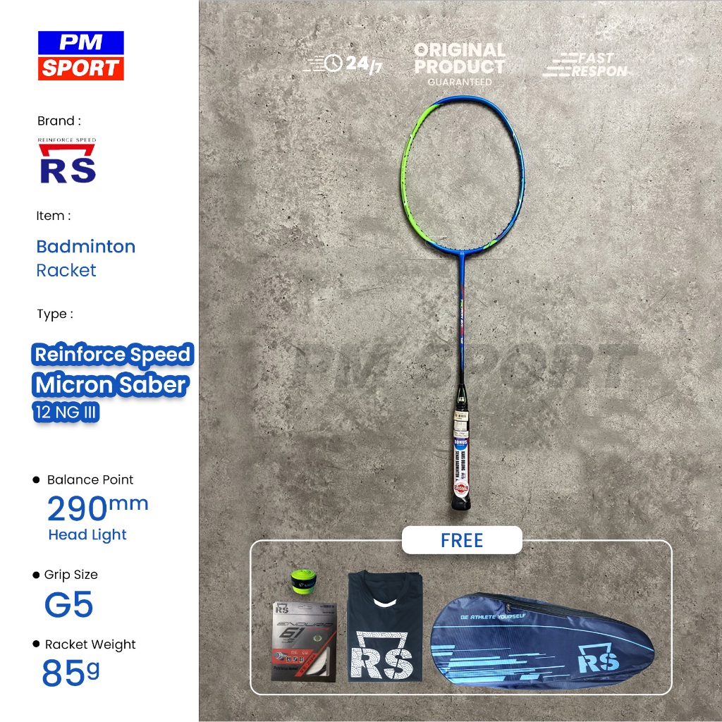 RAKET BADMINTON / BULUTANGKIS RS REINFORCE SPEED MICRON SABER 12 NG III