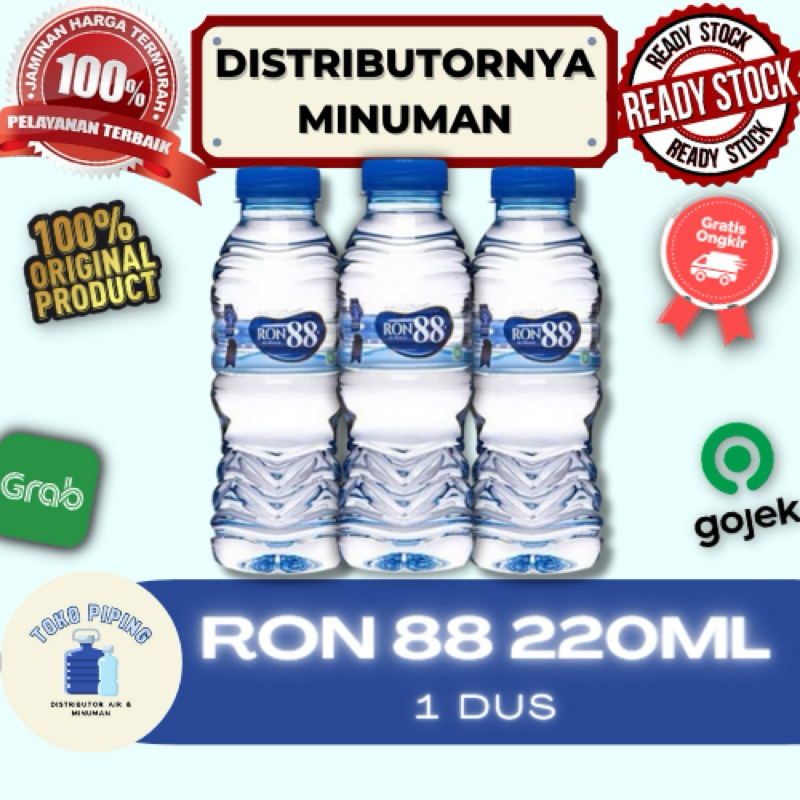 

RON 88 220ml Botol Air Mineral 1 Dus isi 24 Botol | SANQUA RON 88 AQUA MINI