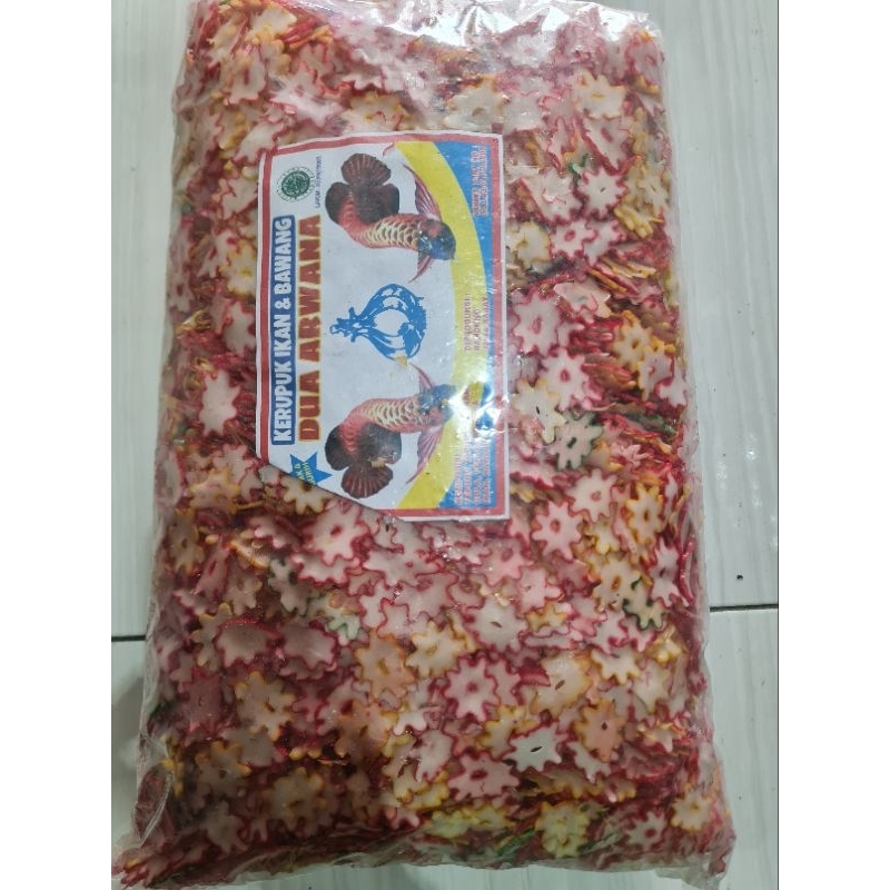 

KERUPUK BAWANG TERSANJUNG / BINTANG MERK DUA ARWANA 1 BAL 5KG