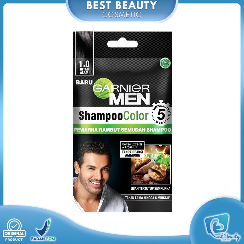 HVV822 Bagus  BB  Garnier Men Shampoo Color 1 Sachet  Pewarna Rambut Pria Laki Laki Shampoo