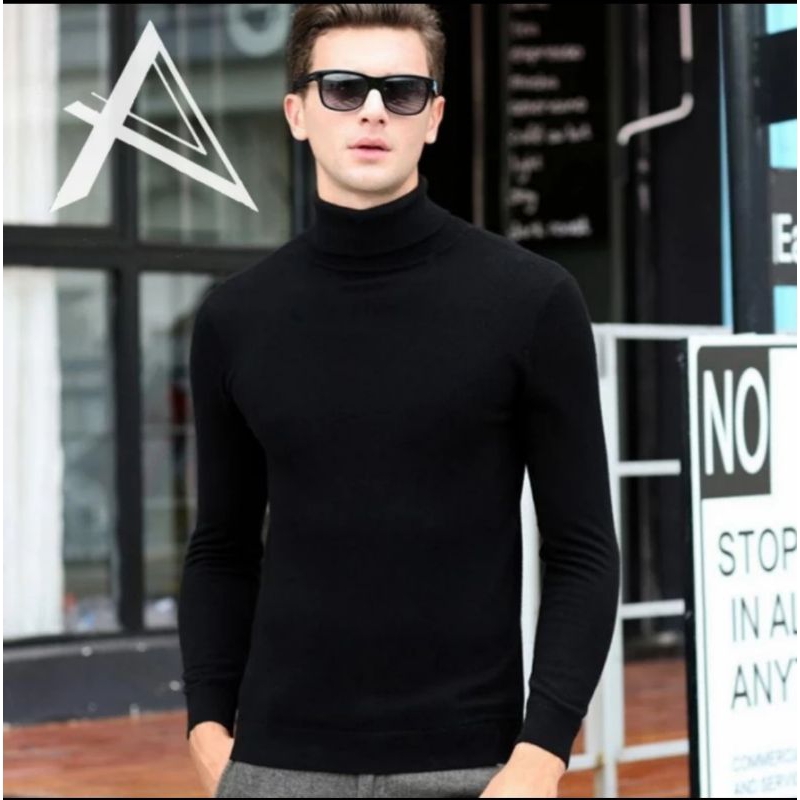 COD Kaos Turtleneck Pria Wanita Polos Leher Panjang Korean - Kaos Distro Polos Lengan Panjang - Kaos