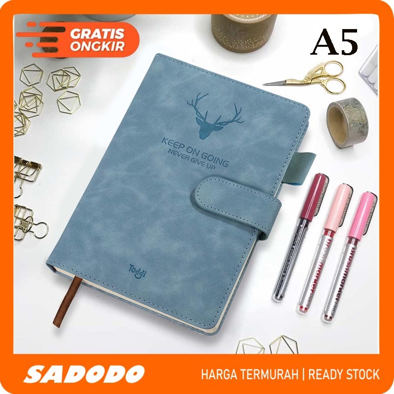 

SADODO Buku Kuliah Catatan Harian Notebook Cover Kulit A5 -Baby Blue