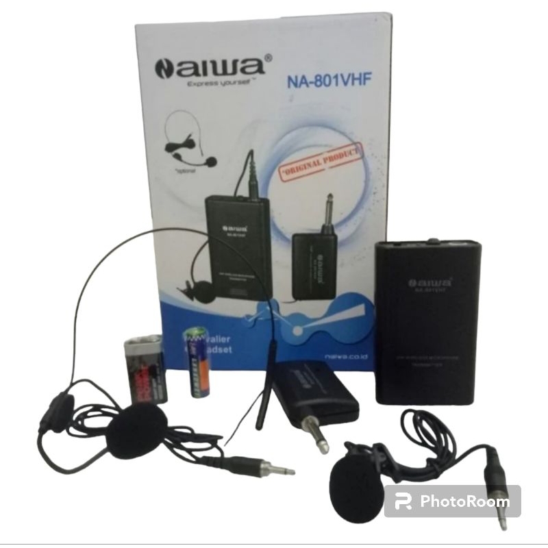 Aiwa/Naiwa Na 801 Mic Wireless Jepit Clip On + Bando Headset Mikropon Na801 Mikrofon Na-801