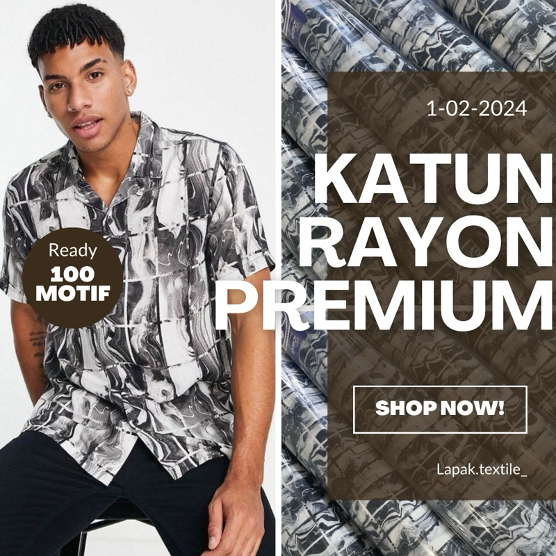 Kain Rayon Premium Motif Abstrak Kemeja Cowo / Bahan Kemeja Cowok - Unisex [zf02]