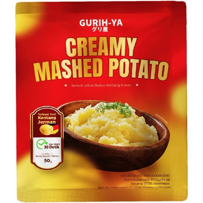 

Gurih-Ya Mashed Potato Bubuk Kentang Instan 50gr Makanan Traveling Naik Gunung Energi instan