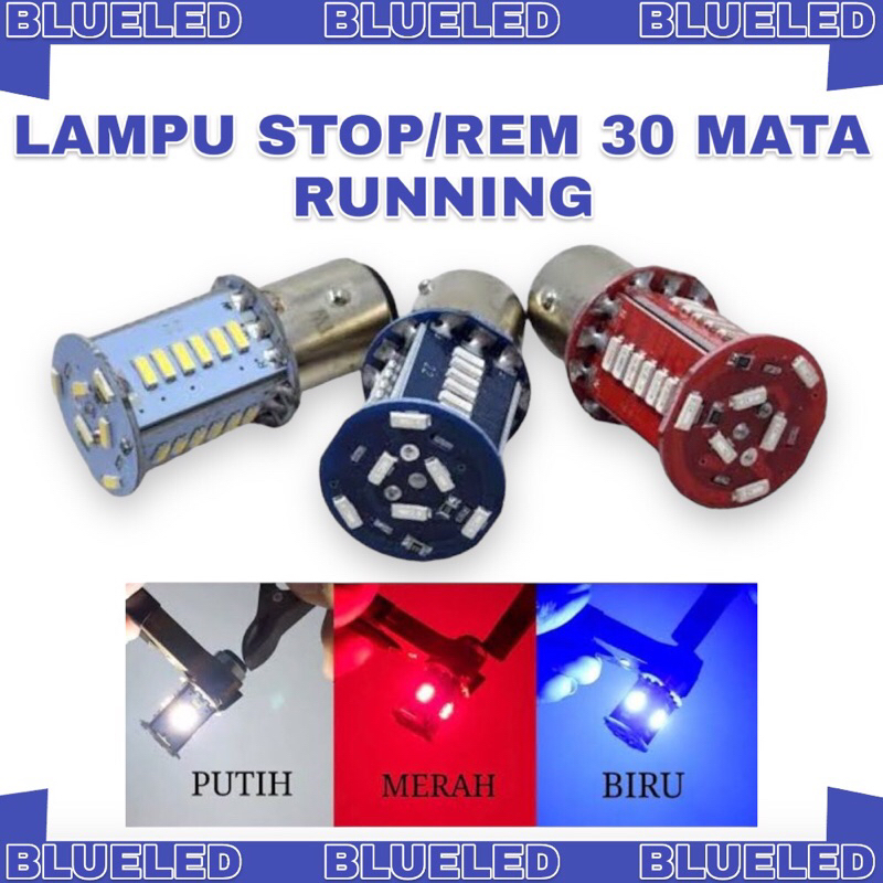 LAMPU LED STOP REM STROBO BAYONET 1157 12VOLT 4 014 30 MATA MOBIL MOTOR HIGHT QUALITY RLED