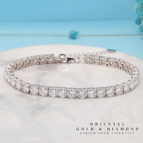 Moissanite : Tennis Bracelet Fine Jewelry For Women Girlfriend Wedding