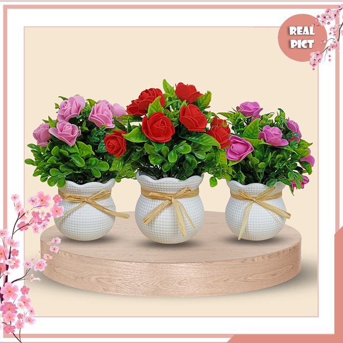BGC138 GROSIR MURAH UNICO Pot Bunga Hias Plastik Bunga Hias Artificial Flowers Dekorasi Pot Bunga Hi