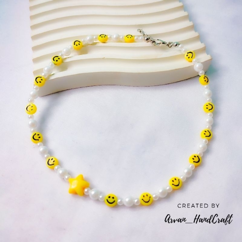 Kalung Smile Kuning // Kalung Mutiara Smile Kuning