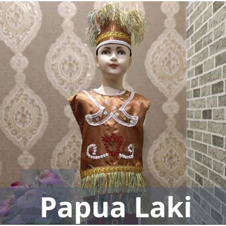 ART L8W pakaian adat anak baju Papua saten laki dan perempuan