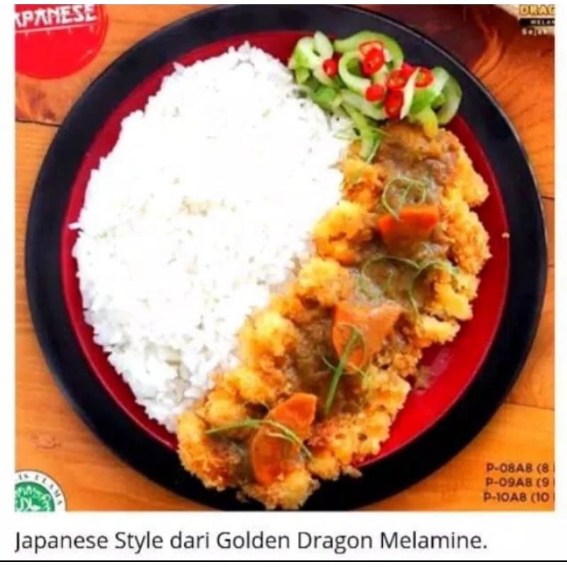 Piring Melamin Ceper 10 Inch Merah Hitam Golden Dragon P10A8 - Piring Restoran