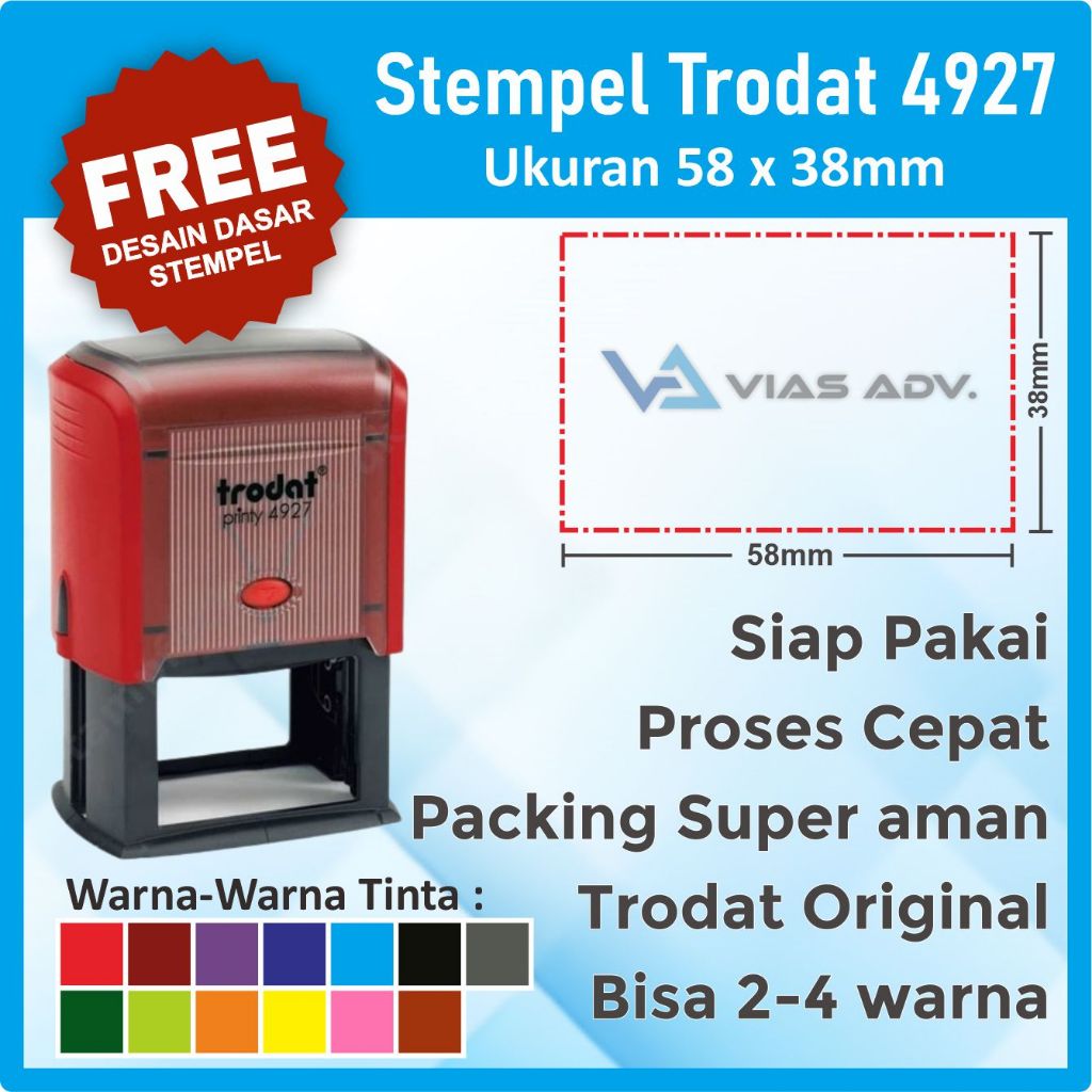 

Stempel Praktis Trodat 4927 (58x38mm) FREE DESAIN Stempel 3 warna Stempel Besar | Stempel Insntansi | Stempel Lunas | Stempel Toko Stempel Dokter | Stempel Pabrik | Stempel Custom | Stempel CV | Stempel PT | Stempel Olshop Stempel Perusahaan