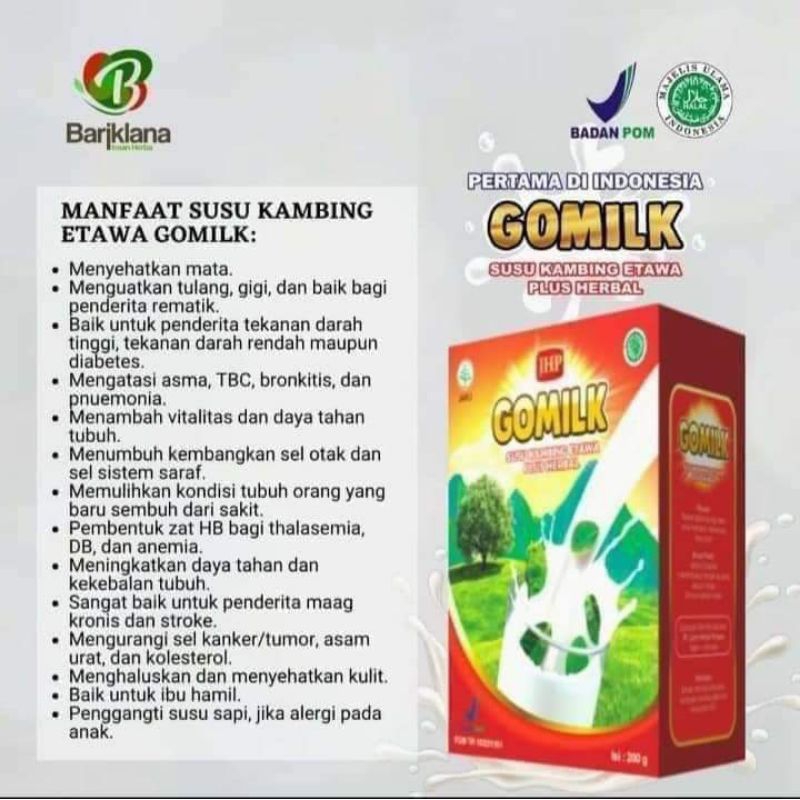 

Susu Kambing Etawa GOMILK Plus Herbal - 200grPlus Ekstra Herbal DAUN KELOR + DAUN SALAM + MENGKUDU