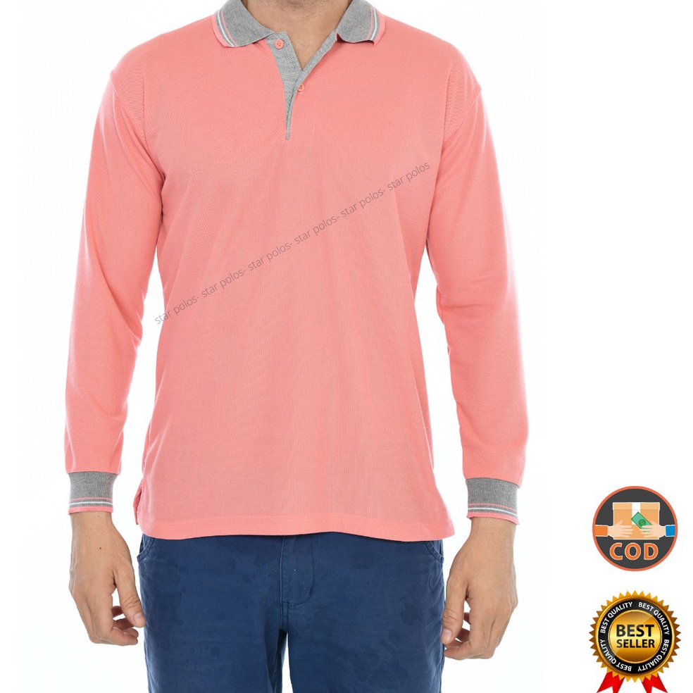 KAOS KERAH  WANGKI LENGAN PANJANG UNISEX PRIA WANITA SALEM KERAH ABU ART F2H5