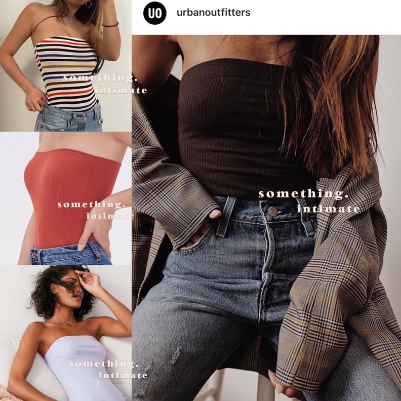 ART F54N Urban Outfitters UO Out From Under MJ Ribbed Tube Bodysuit Kemben Strapless Tank Top Dalama