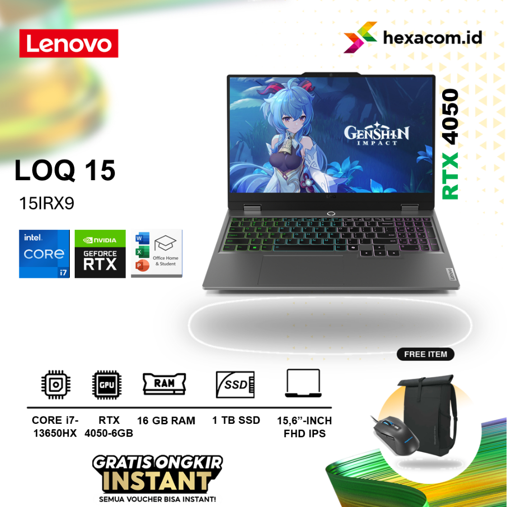 Laptop Lenovo LOQ 15irx9 Core i7 13650HX RTX 4050 Ram 20Gb 512Gb Ssd Windows 11