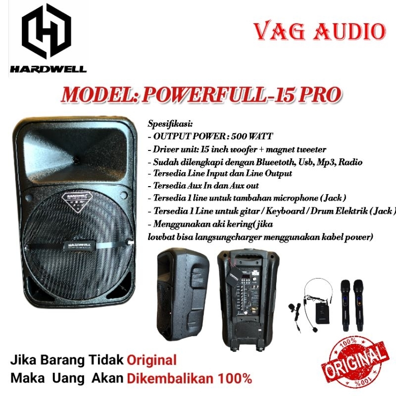 SPEAKER PORTABLE HARDWELL POWERFULL 15 PRO, SPEAKER PORTABLE POWERFULL-15PRO