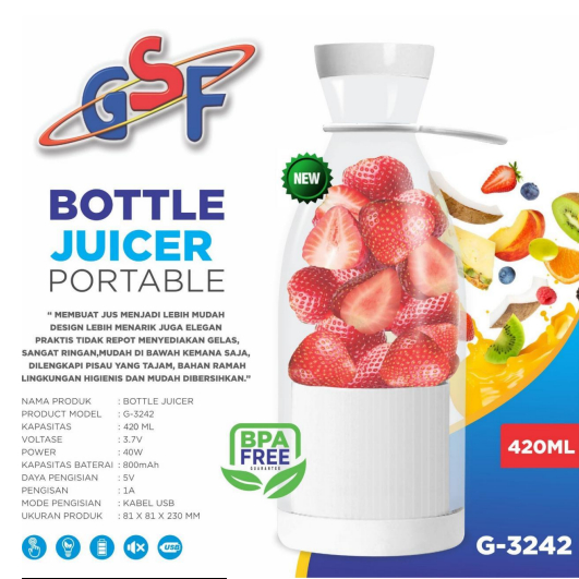 (G-3242) BOTTLE JUICER PORTABLE GSF G-3242 / BOTTLE BLENDER GSF 3242 / BLENDER JUICER PORTABLE 6 MAT