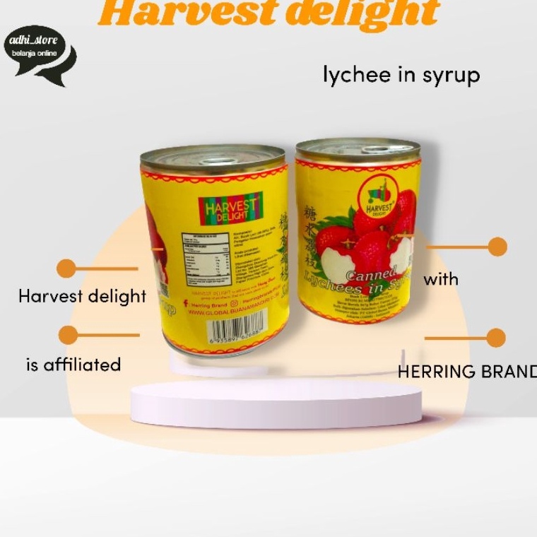 

AJH538 Terbaru 33 Harvest delight lychee in syrup leci dalam kaleng 567gr Murah